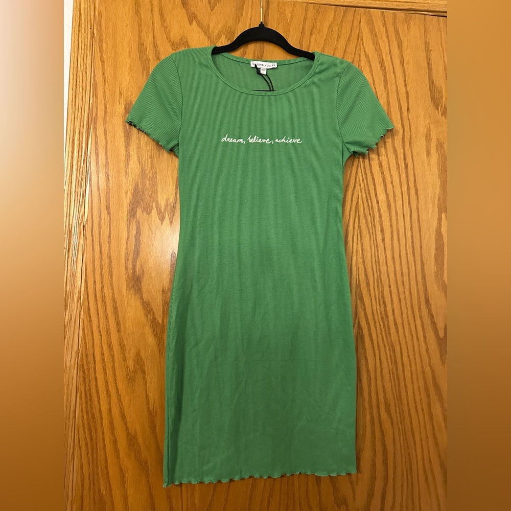 Sincerely Jules Green Ribbed T-Shirt Dress - NWOT - Size L (Best fits S-M)